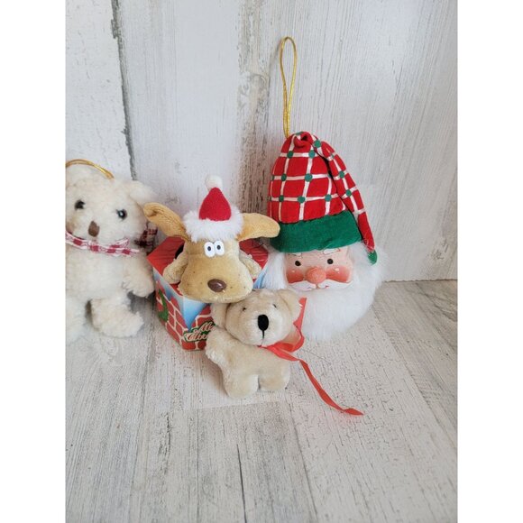 Variety plush Santa reindeer bear snowman ornament Xmas set - Picture 4 of 6